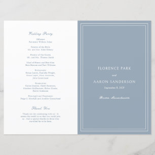 Florence Dusty Blue Elegant Wedding Program