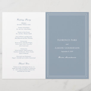 Florence Dusty Blue Elegant Wedding Program Flyer