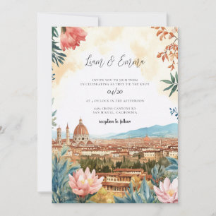 Florence Italian Destination Watercolor Wedding Invitation