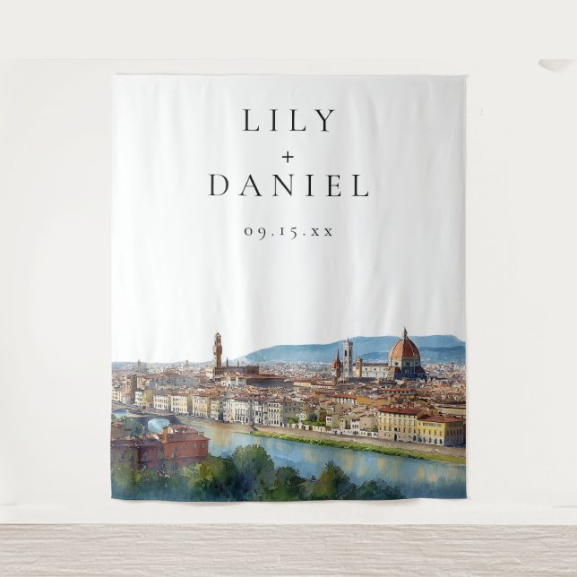 Florence Italian Wedding Photo Backdrop Tapestry (Front)