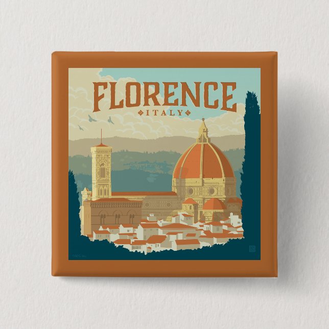 Florence, Italy 15 Cm Square Badge (Front)