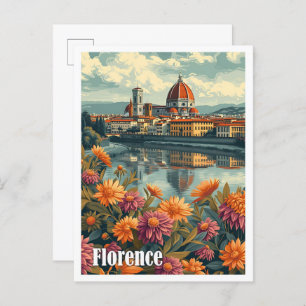 Florence Italy Artistic Travel Illustration Postcard