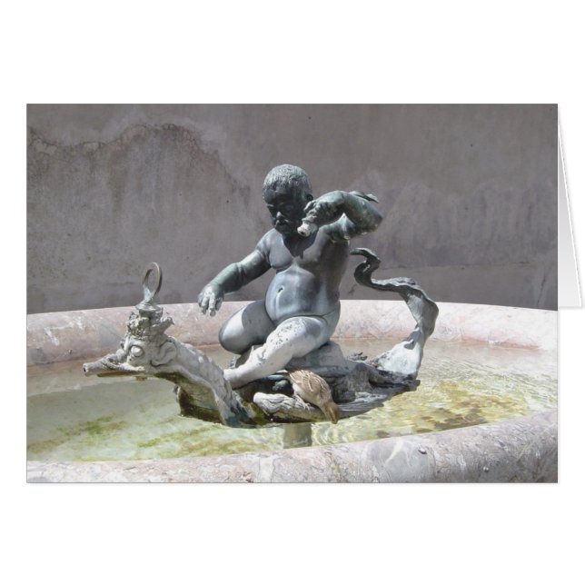 Florence Italy Bird Bath Blank Card (Front Horizontal)