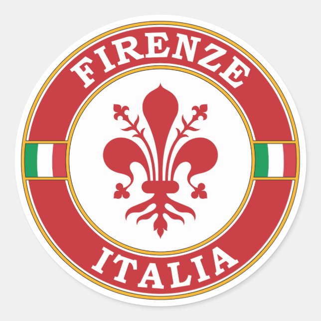 Florence Italy Circle Emblem Classic Round Sticker (Front)