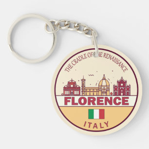 Florence Italy City Skyline Emblem Key Ring