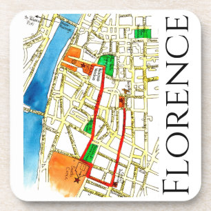 Florence Italy Colourful Hand Drawn Street Map Coaster