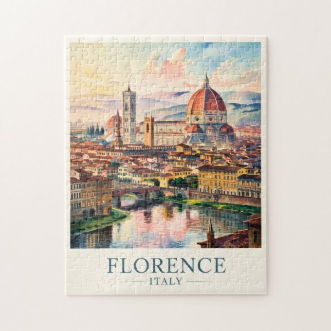 Florence Italy Duomo Cathedral Watercolor Travel Jigsaw Puzzle (Vertical)
