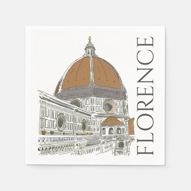 Florence Italy Duomo Pen and Ink Illustration Napkin (Front)