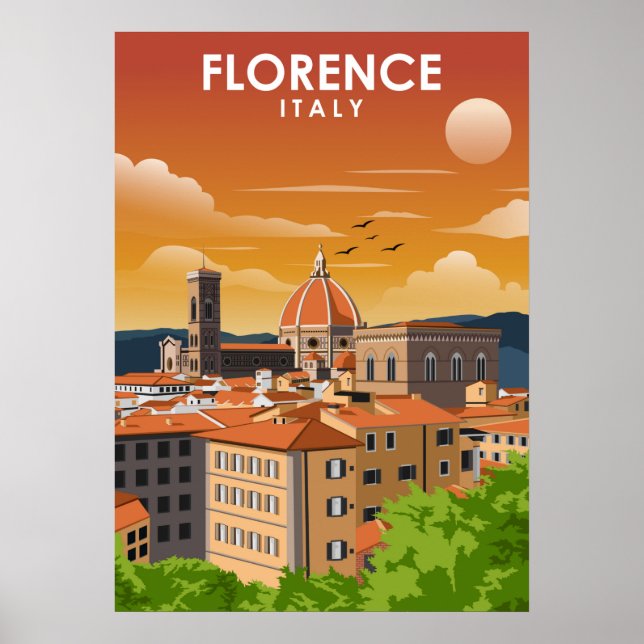 Florence Italy European City Travel Illustration Poster (Front)