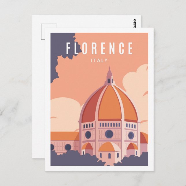 Florence Italy Famous Travel Place Illustration Postcard (Front/Back)