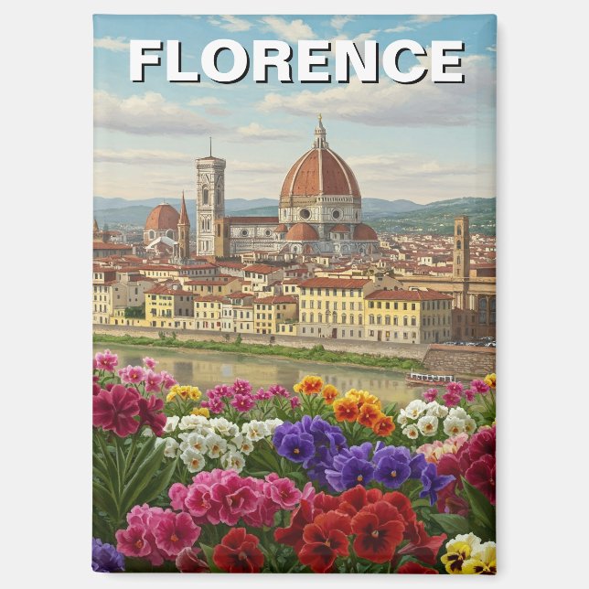 Florence Italy Flowers Travel Magnet (Front)