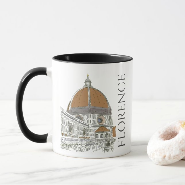 Florence Italy Iconic Duomo Architecture Line Art Mug (With Donut)