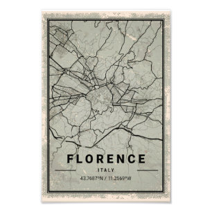 Florence italy map print poster canvas