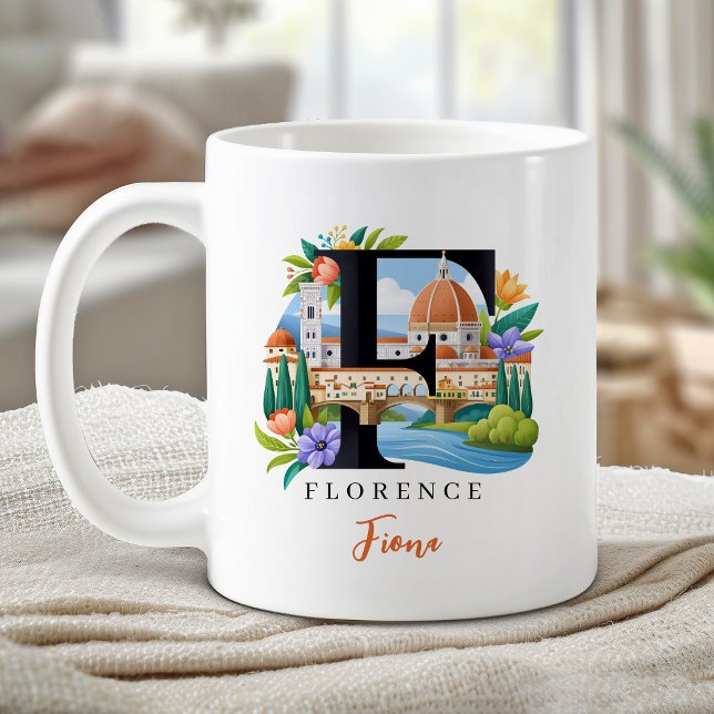 Florence Italy Monogram Letter F Personalised Gift Coffee Mug (Florence Italy Monogram Letter F Personalized Gift Coffee Mug)
