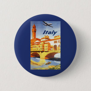 Florence Italy Ponte Vecchio Bridge Vintage Travel 6 Cm Round Badge