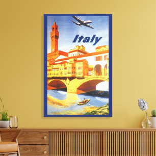 Florence Italy Ponte Vecchio Bridge Vintage Travel Canvas Print