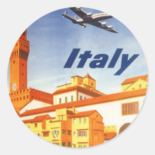 Florence Italy Ponte Vecchio Bridge Vintage Travel Classic Round Sticker