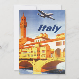 Florence Italy Ponte Vecchio Bridge Vintage Travel Invitation