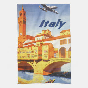 Florence Italy Ponte Vecchio Bridge Vintage Travel Tea Towel