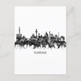Florence Italy Skyline BW Holiday Postcard
