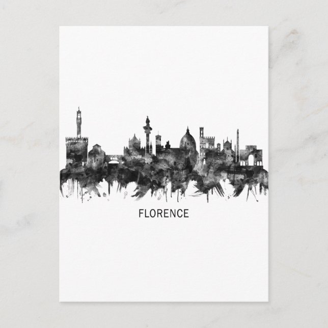 Florence Italy Skyline BW Holiday Postcard (Front)