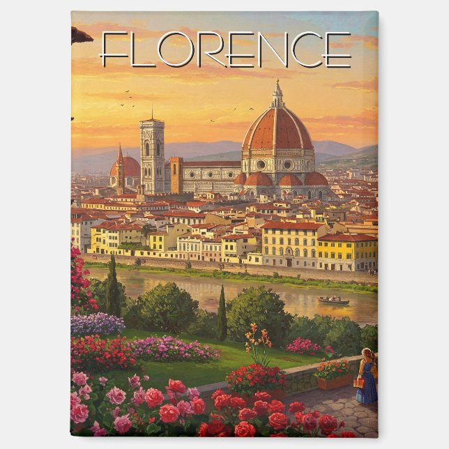 Florence Italy Skyline Sunset Magnet (Front)