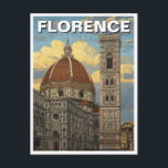 Florence Italy Skyline Travel Postcard<br><div class="desc">The Florence skyline, a tapestry of terracotta rooftops and Renaissance grandeur, is a sight to behold. The iconic Duomo, with its magnificent dome designed by Brunelleschi, dominates the cityscape, a testament to human ingenuity and artistic vision. The Ponte Vecchio, adorned with shops and shimmering in the Arno's reflection, adds a...</div>