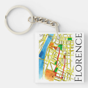 Florence Italy Street Map Fun and Colourful Key Ring