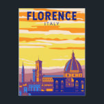 Florence Italy Travel Art Vintage Postcard<br><div class="desc">Florence vector art design. Florence,  capital of Italy’s Tuscany region,  is home to many masterpieces of Renaissance art and architecture.</div>