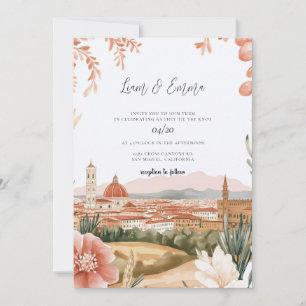 Florence Italy Tuscan Watercolor Wedding Invitation
