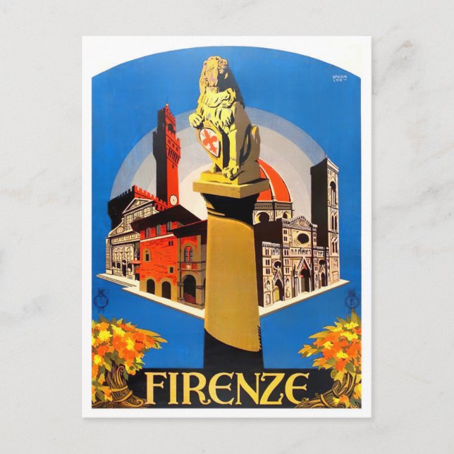 Florence Italy vintage travel Postcard (Front)