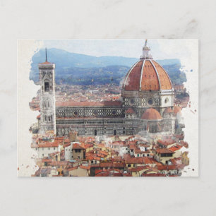 Florence Italy Watercolor Art Postcard