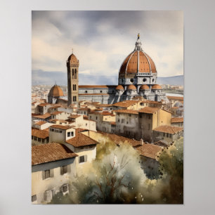 Florence Italy Watercolor Art Print Poster