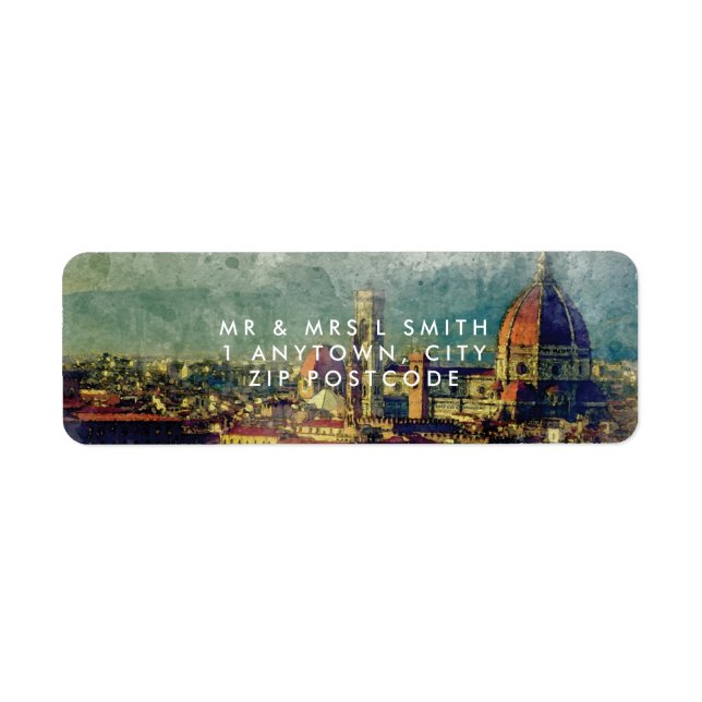Florence Italy watercolour return address label (Front)
