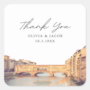 Florence Italy Wedding Favour Thank You Square Sticker