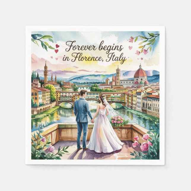 Florence Italy Wedding Napkin (Front)