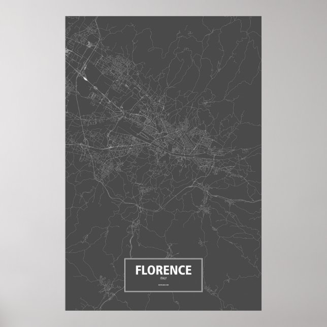 Florence, Italy (white on black) Poster (Front)