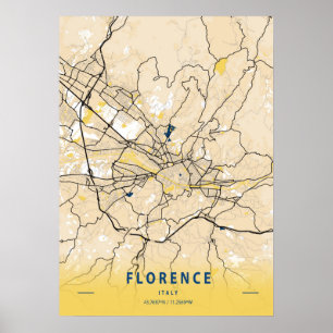 Florence - Italy Yellow City Map Poster