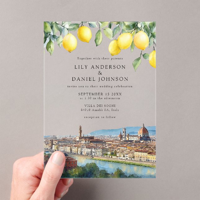 Florence Lemons Italian Wedding Acrylic Invitations (Insitu (Handheld))