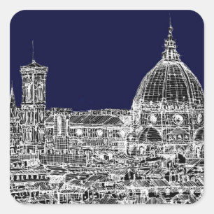 Florence navy dome square sticker