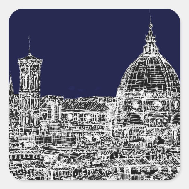 Florence navy dome square sticker (Front)