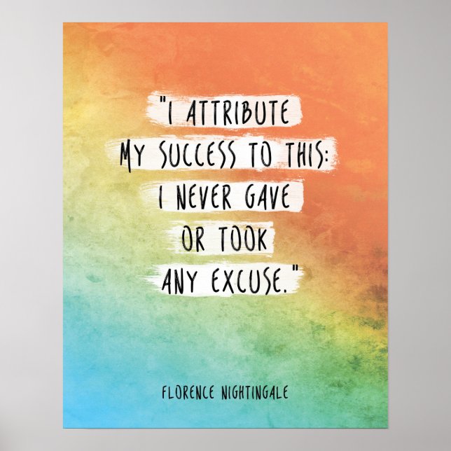 Florence Nightingale Quote "I attribute success" Poster (Front)
