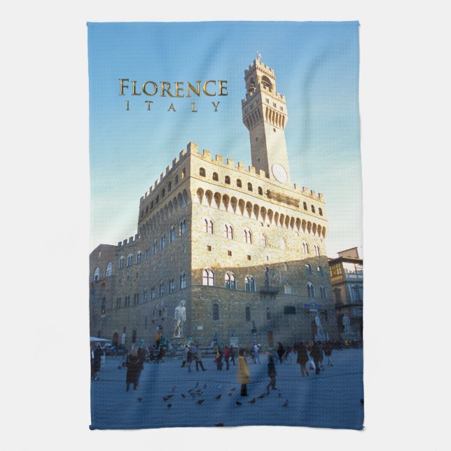 Florence - Piazza della Signoria Tea Towel (Vertical)