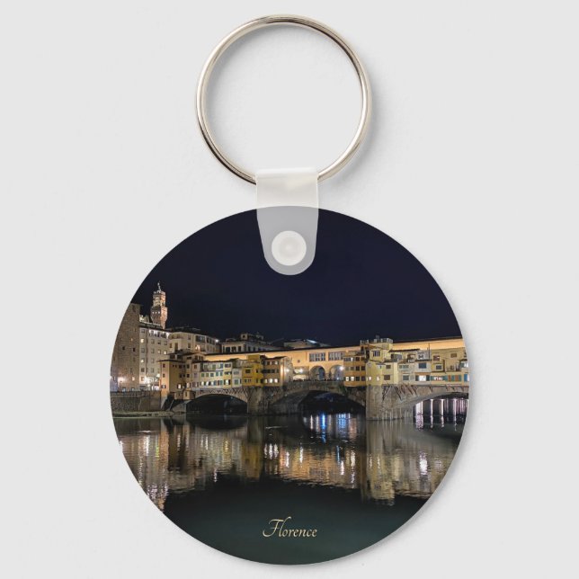Florence riverside at night, travel  key ring (Front)