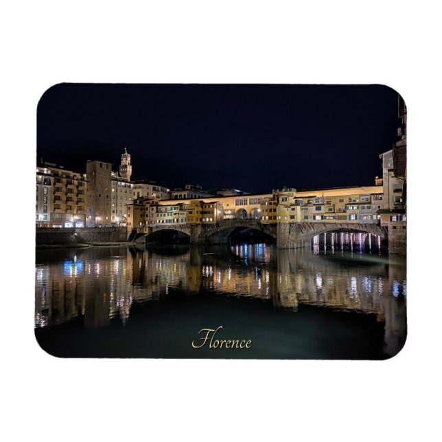 Florence riverside at night, travel  magnet (Horizontal)