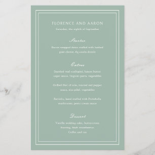 Florence Sage Green Elegant Wedding Menu
