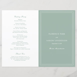 Florence Sage Green Elegant Wedding Program