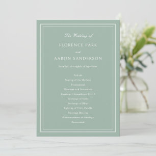 Florence Sage Green Elegant Wedding Program