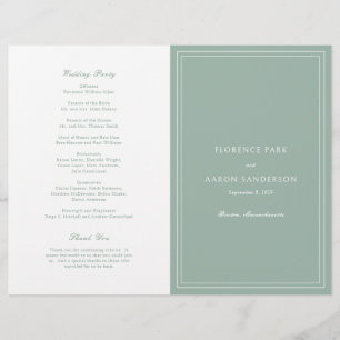 Florence Sage Green Elegant Wedding Program Flyer