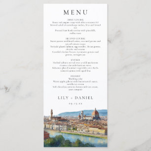 Florence Skyline Watercolor Elegant Wedding Menu